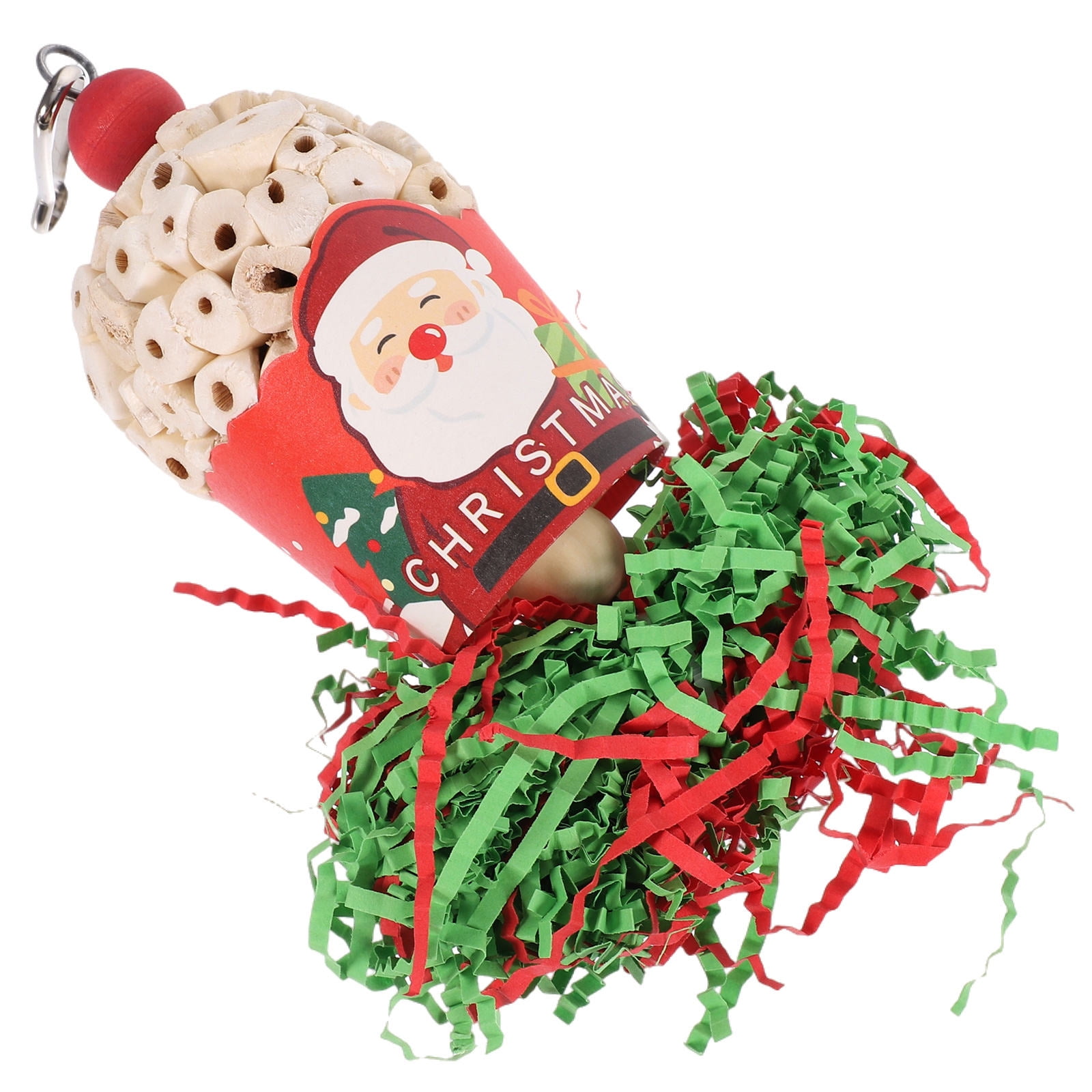 OFFIGAM Wooden Hanging Parakeet Toy with Assorted Colors, Birdcage Decor for Pet Birds, 1 Set
