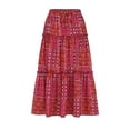 thumbnail image 7 of Maoxin Women's Skirts Ladies Printed Bohemian Commuting Elastic Waist Drawstring Skirt ,Red,S, 7 of 7