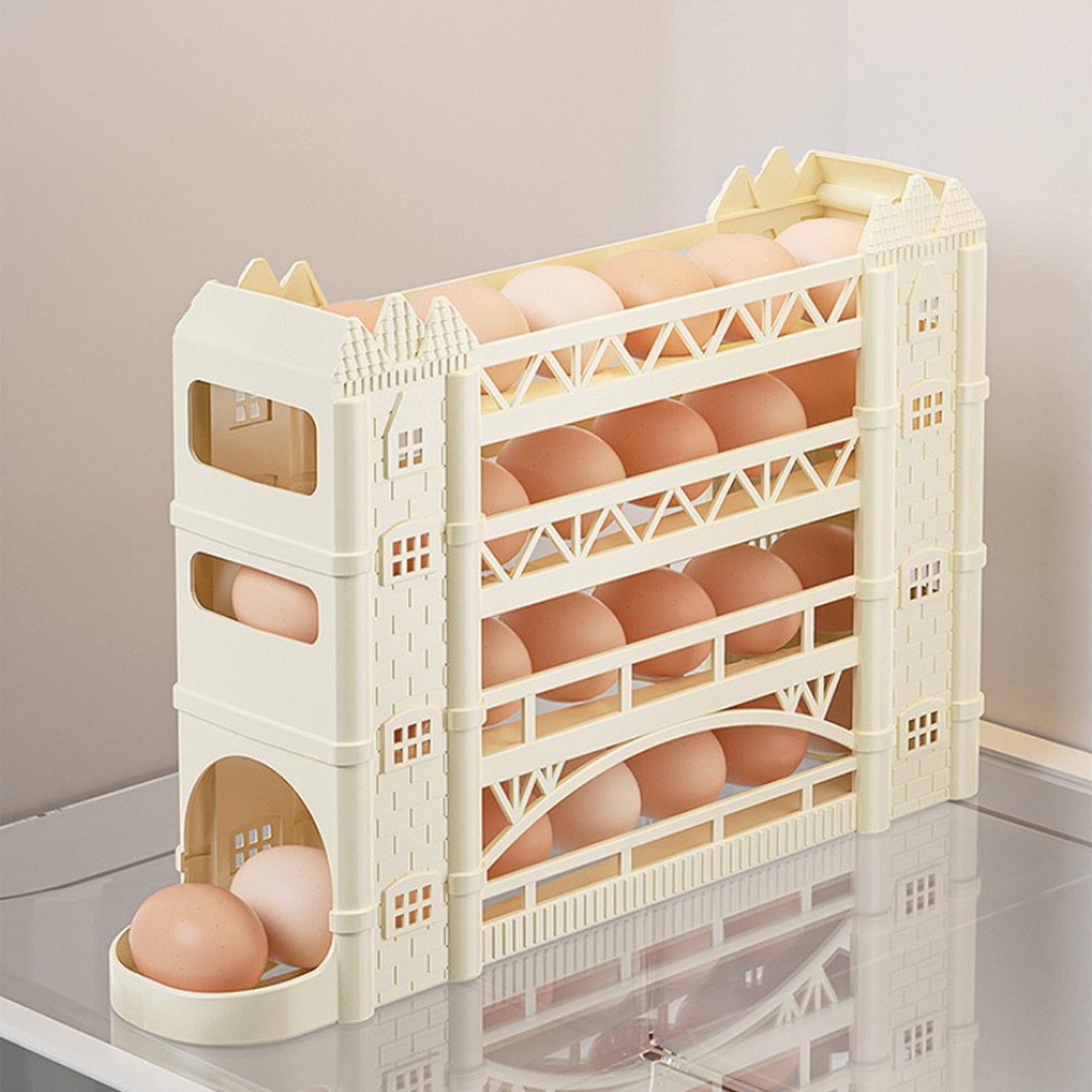 Egg Dispenser for Refrigerator 30-Egg Capacity Plastic Egg Organizer Box