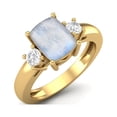 thumbnail image 2 of 8X6 Cushion Shape Natural Moonstone Three Stone 925 Sterling Silver Gold Vemreil Women Mother's Day Gift Ring, 2 of 3