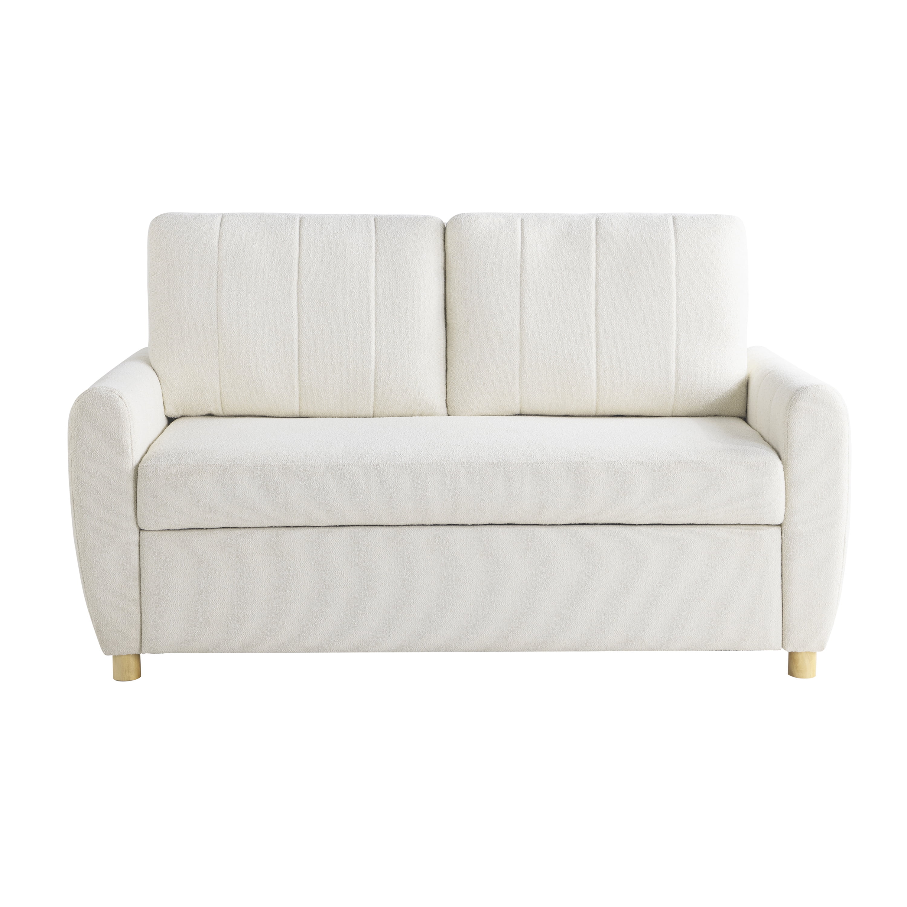 Serta Grant Scandinavian Convertible Loveseat with Full Size Sleeper, Ivory Boucle Fabric