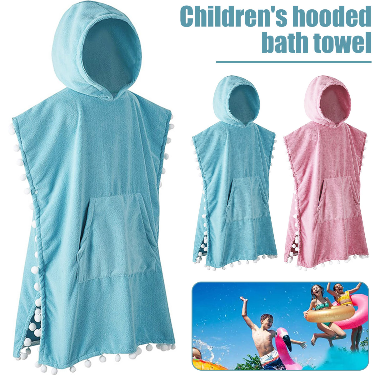 CIVG Kid Hooded Towel 24.4×29.5inch Baby Surf Poncho Towel Soft Child