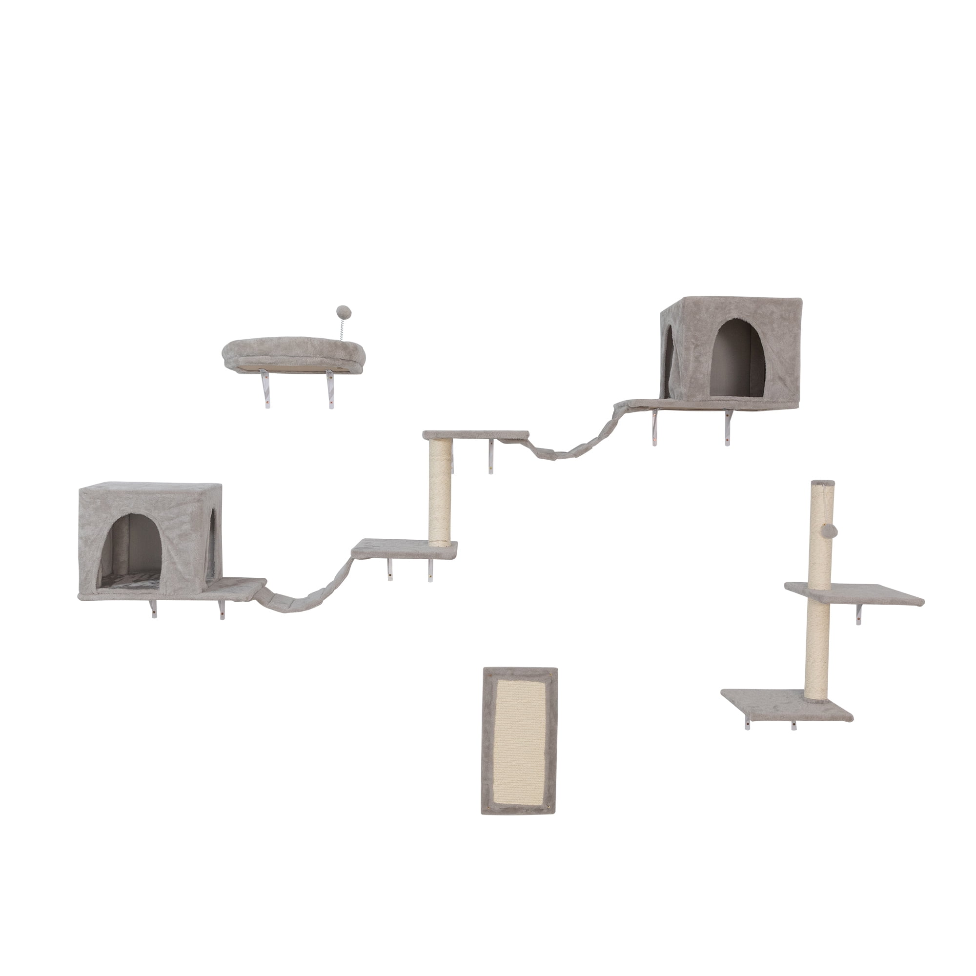 Pefilos Cat Wall Shelves and Perches Set for 6, Cat Tree House for Indoor Cats, Modern Furniture for Cat Sleeping Playing Lounging Climbing Cat Condos, Light Gray Pefilos Cat Wall Shelves and Perches Set for 6, Cat Tree House for Indoor Cats, Modern Furniture for Cat Sleeping Playing Lounging Climbing Cat Condos, Light Gray