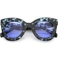 thumbnail image 1 of Women's Oversize Chunky Cat Eye Sunglasses Round Lens 46mm (Blue Black Marble / Blue), 1 of 4