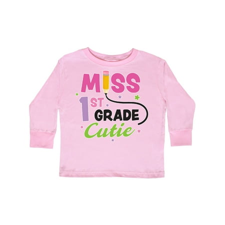 

Inktastic Miss 1st Grade Cutie with Pencil and Stars Gift Toddler Toddler Girl Long Sleeve T-Shirt