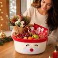 thumbnail image 6 of Twfbrm Christmas Gift Basket, 12 x 5 Inch Reusable Woven Basket with Snowman Form and Armless Handles Design, Holiday Decorative Woven Organizer Basket for Xmas Gifts, Home Decor, 6 of 7