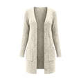 thumbnail image 2 of Sahpxhe Womens Mid-Length Cardigan Sweaters Long Sleeve Open Front Oversized Knit Cardigan Soft Casual Layering Piece Beige XL, 2 of 3