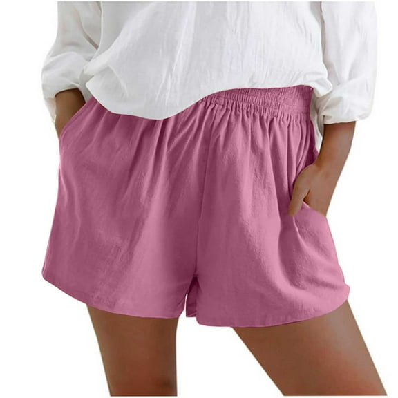 Wdfiry Womens Plus Size Shorts Summer Casual Solid High Waisted Workout Shorts Stretch Tummy Control Outdoor Sport Short Pants