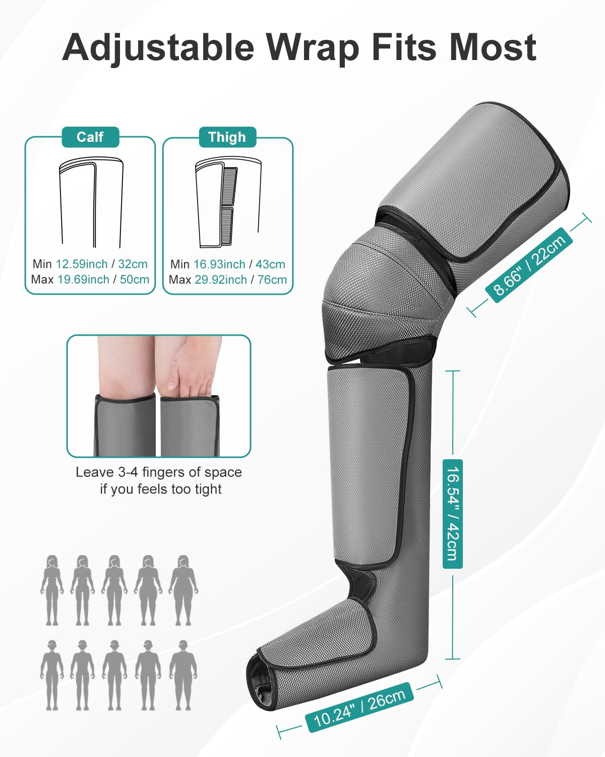 Nekteck Leg Massager for Circulation and Pain Relief, Air Compression Foot Calf Thigh Massager with 2 Heat and 3 Vibration Functions, 6 Modes 3 Intensities, Help for Muscles Relaxation