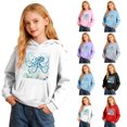 thumbnail image 4 of XAOFW Girls Hoodies Long Sleeved Marine Animal Print Hooded Sweatshirt Kids Soft Cozy Casual Winter Wear Pullover Trendy Tops 8-9 Years, 4 of 4