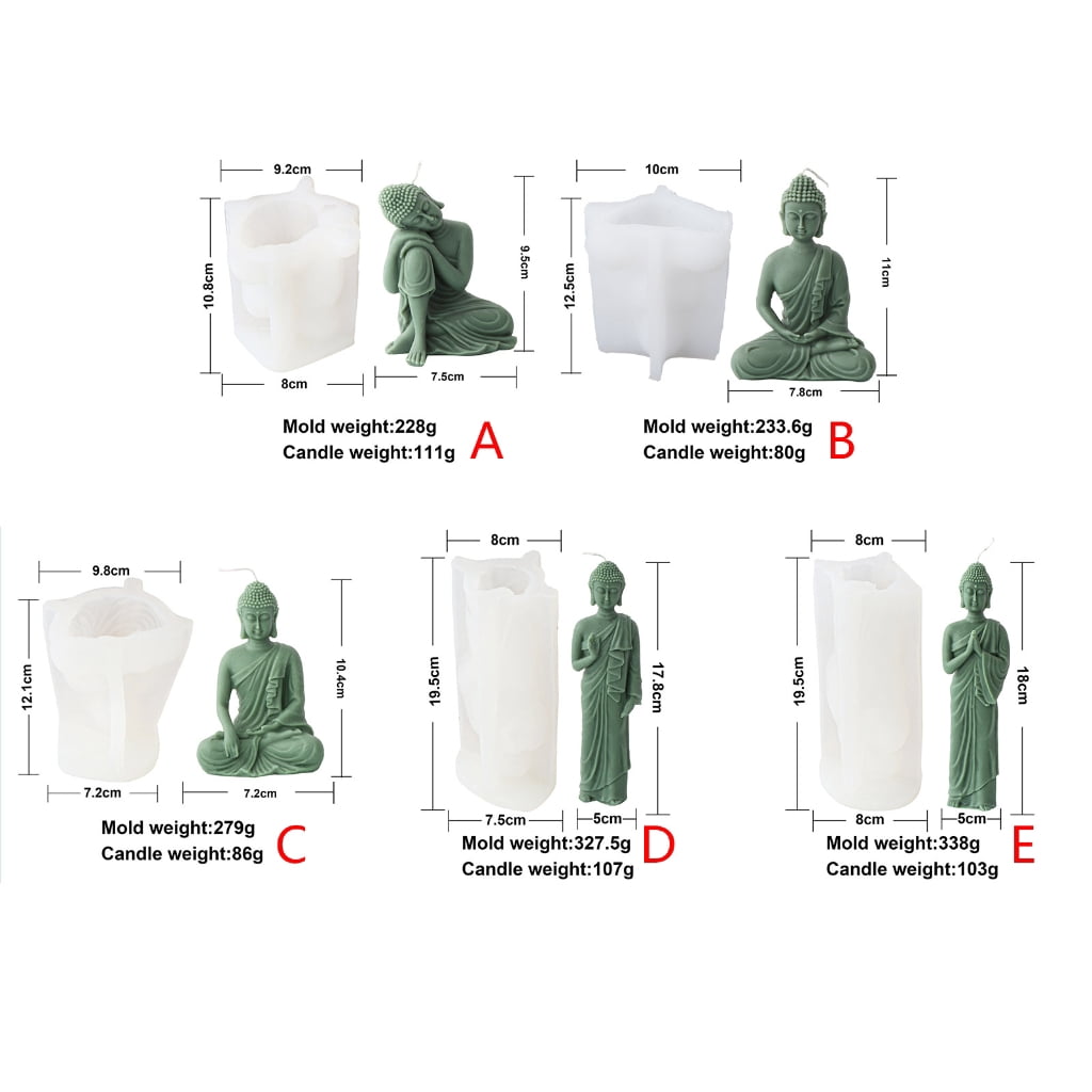 Geemin Buddha Statue Candle Molds 3D Buddha Candle Resin Silicone Moulds for DIY Gypsum Crafts Making Desktop Home Decorations