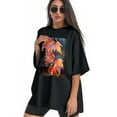 thumbnail image 3 of Plus Size Shirt for Women Black Tops for Women Oversized Short Sleeves Shirt for Women Maple Leaves2 T Shirt Crewneck Shirt for Women 3XL, 3 of 5