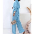 thumbnail image 5 of Women'S Solid Color Collared Blouse and High Waist Pants Two Piece Set Fashion S, 5 of 9