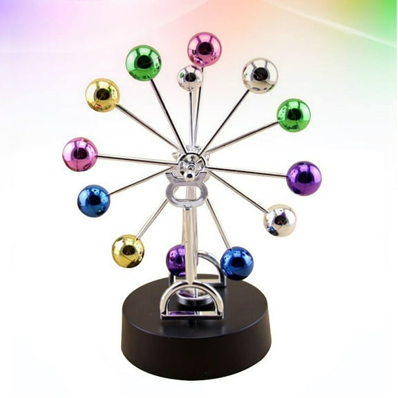 CRAFTHROU Perpetual Motion Toy Ferris Wheel Shape Multi Colored Metal Plastic Desk Ornament for Colleagues 1Pack