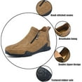 thumbnail image 4 of Men's Leather Slip-On Walking Ankle Boots Outdoor Non Slip Double Zipper High Top Driving Work Boots Daily Lightweight Chukka Shoes, 4 of 6