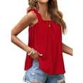 thumbnail image 3 of Blusa sin mangas con tirantes fruncidos, blusa informal con volantes y tirantes fruncidos para mujer, blusa sin mangas con volantes y tirantes fruncidos, la mejor en su clase, 3 of 6
