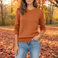 thumbnail image 4 of FDGIU Casual Crewneck Sweater for Women, Loose Fit Ribbed Knit Pullover, Long Sleeve Comfy Knit Casual Wear Top, 4 of 7