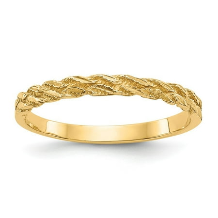 2.2 Rock Beadlock Ring - 14k Yellow Gold Sparkle-Cut Rope Ring - 2.2 Grams - Size 7.25