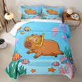 thumbnail image 2 of Erosebridal Brown Capybara Bed Spread Queen for Boys Girls, Ocean Jellyfish Sealife Queen Coverlet Set, 3pcs, 2 of 7