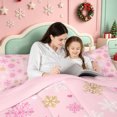 thumbnail image 5 of Erosebridal Snowflake Heart 7-Piece King Bedding,Pink Winter Pattern King Bed in a Bag,Pink Reversible, 5 of 7
