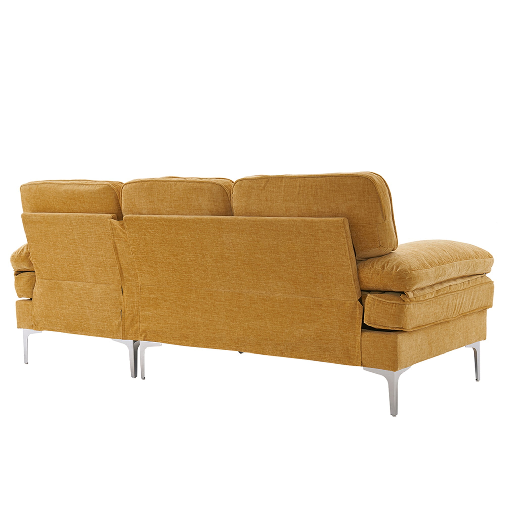 Resenkos Modern Upholstered Sofa Couch with Reversible Sofa Chaise, Chenille Fabric Sectional Sofa Set Yellow