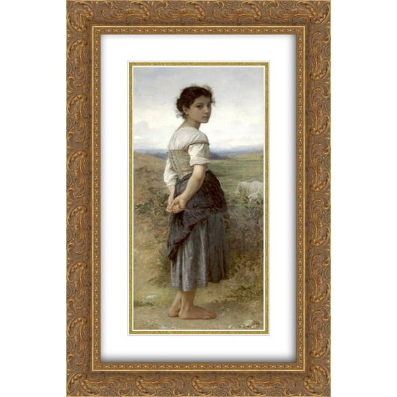 William Adolphe Bouguereau 2x Matted 16x24 Gold Ornate Framed Art Print 'The Young Shepherdess'
