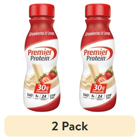 (2 pack) Premier Protein Shake, Strawberries & Cream, 30g Protein, 11.5 fl oz, 1 Ct