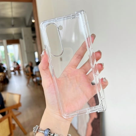 For Samsung Galaxy Z Fold 7 Case Clear Crystal Hard PC and Soft TPU Rubber Bumper Protective Shockproof Anti-Scratch Transparent Support Wireless Charging For Samsung Galaxy Z Fold 7, Clear
