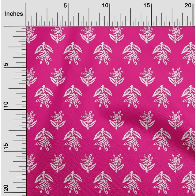 oneOone Silk Tabby Fabric Leaves & Floral Block Print Sewing Fabric BTY 42 Inch Wide
