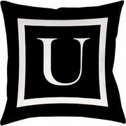 IDG Classic Block Monogram Decorative Pillow - Black