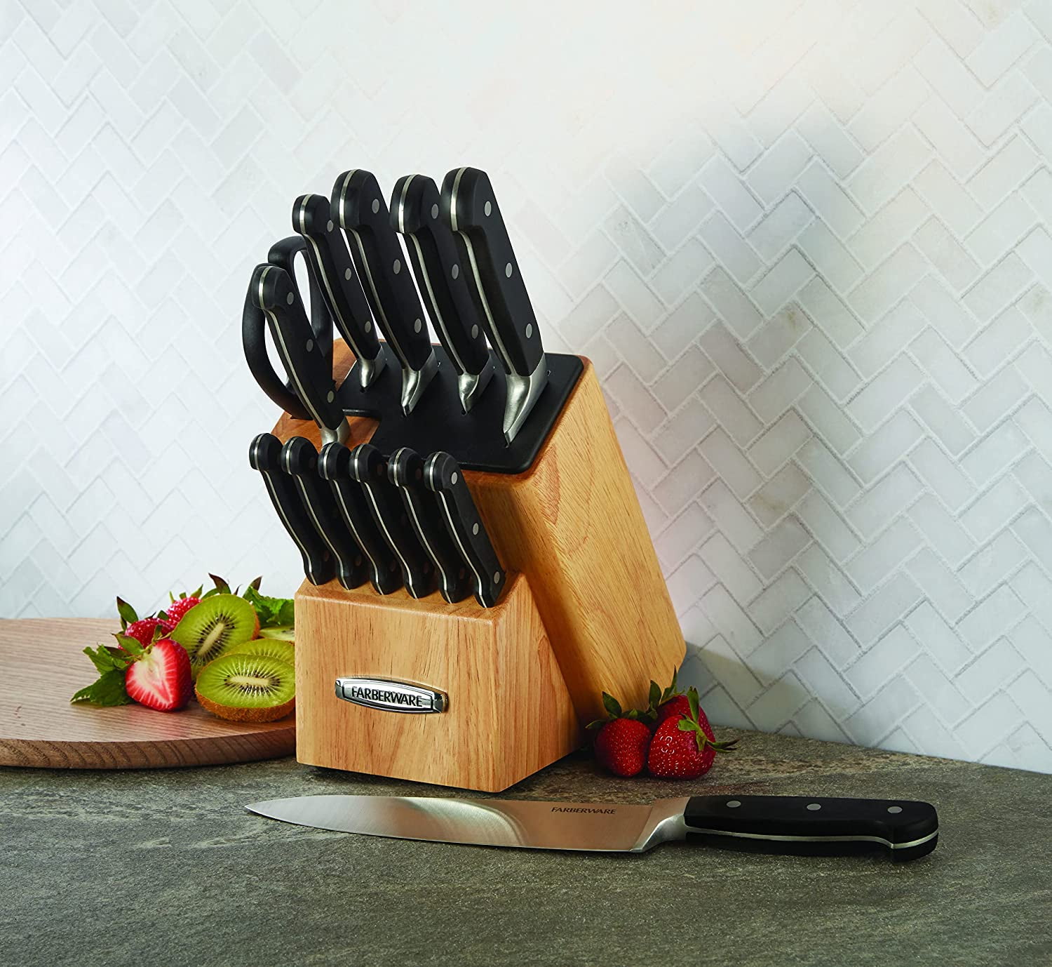 8 pcs kitchen knife Set Wood Handle Kitchen knives Cutting Tool Block –  Knife Depot Co.