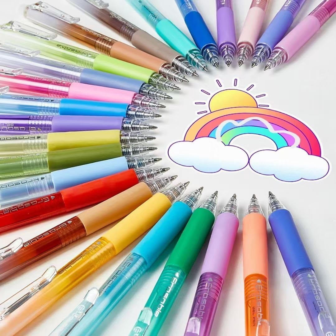 Candies Erasable Gel Pens, 0.7 mm Medium Point, Retractable Erasable Pens, Make Mistakes Disappear, 36 Assorted Colors for Drawing, Writing & Planners