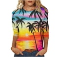 thumbnail image 1 of Birdeem T-Shirt Imprimé Mode pour Femmes Manches 3/4 Mi-Longueur Blouse Col Rond Hauts Décontractés, 1 of 1