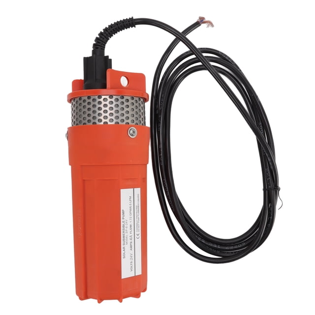 Bomba de agua sumergible solar de 230 pies de elevación, 6,5 L, para pozos profundos, para riego de estanques, CC 24 V, color naranja