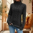 thumbnail image 2 of Aocisk Chandail à Col Roulé à Manches Longues Uni pour Femmes, Chandail pour Tenue Décontractée et Chaude, Noir m, 2 of 6