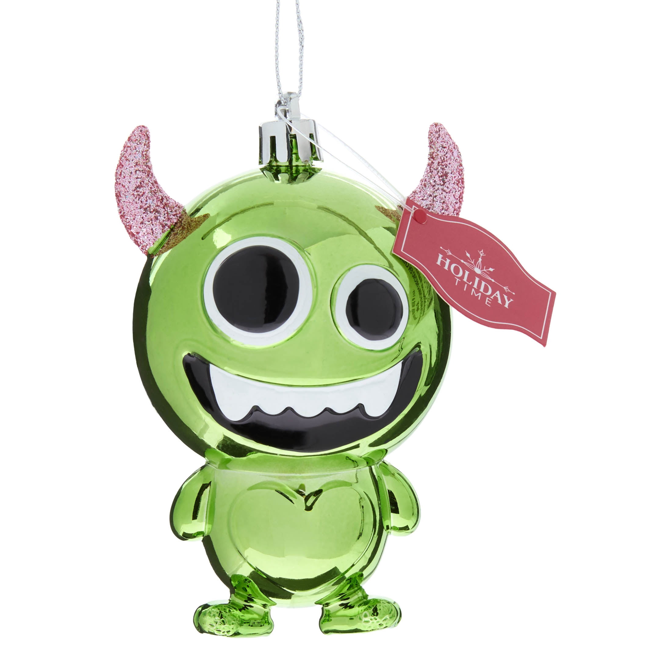Green and Pink Glitter Monster Christmas Ornament, 3.8", by Holiday Time