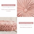 thumbnail image 3 of Round Throw Pillow Set of 2 – Decorative Velvet Ruched Pumpkin Pillows with Button Center, Soft Handmade Cushions for Couch Sofa Bed Farmhouse Vintage Rustic Decor, 14.5" R, Pink, 3 of 8