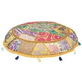 thumbnail image 2 of Stylo Culture Ethnic Indian Floor Cushion Cover Vintage Patchwork Meditation Pillow Case Mango Yellow 32x32 Large Decorative Round Decor Seating Tuffet Seat Pouf Cover Cotton Embroidered 1 Pc, 2 of 4