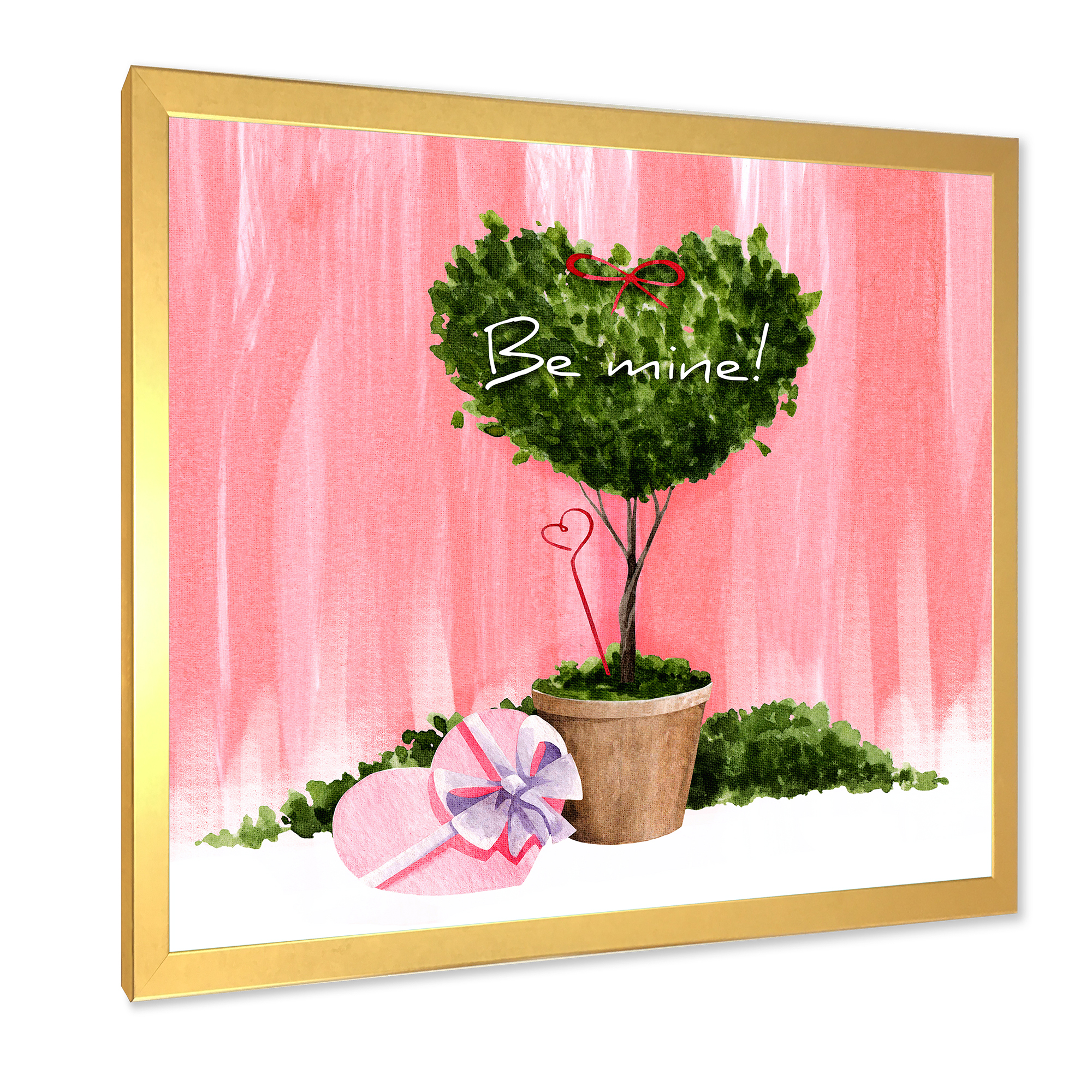 Designart 'Be Mine Heart Shaped Valentine House Plant' Farmhouse Framed Art Print