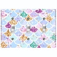 thumbnail image 1 of Metal Light Switch Wall Plate Outlet Cover (Mermaid Scale Pattern Glitter Print Pastel - Triple Toggle), 1 of 2
