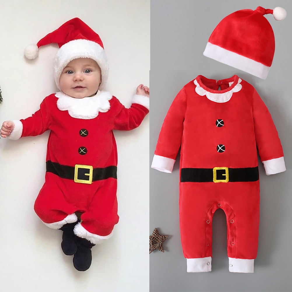 Danhjin Kid Unisex Baby 1 Piece Christmas Long Sleeve Romper Pajama Newborn Infant Cartoon Santa Jumpsuit Outfits Clothes