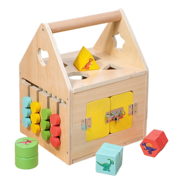 Caja de bloqueo Montessori para bebé, juguetes clasificadores de formas de madera, cubo de actividades, juguetes de aprendizaje, juguete sensorial,