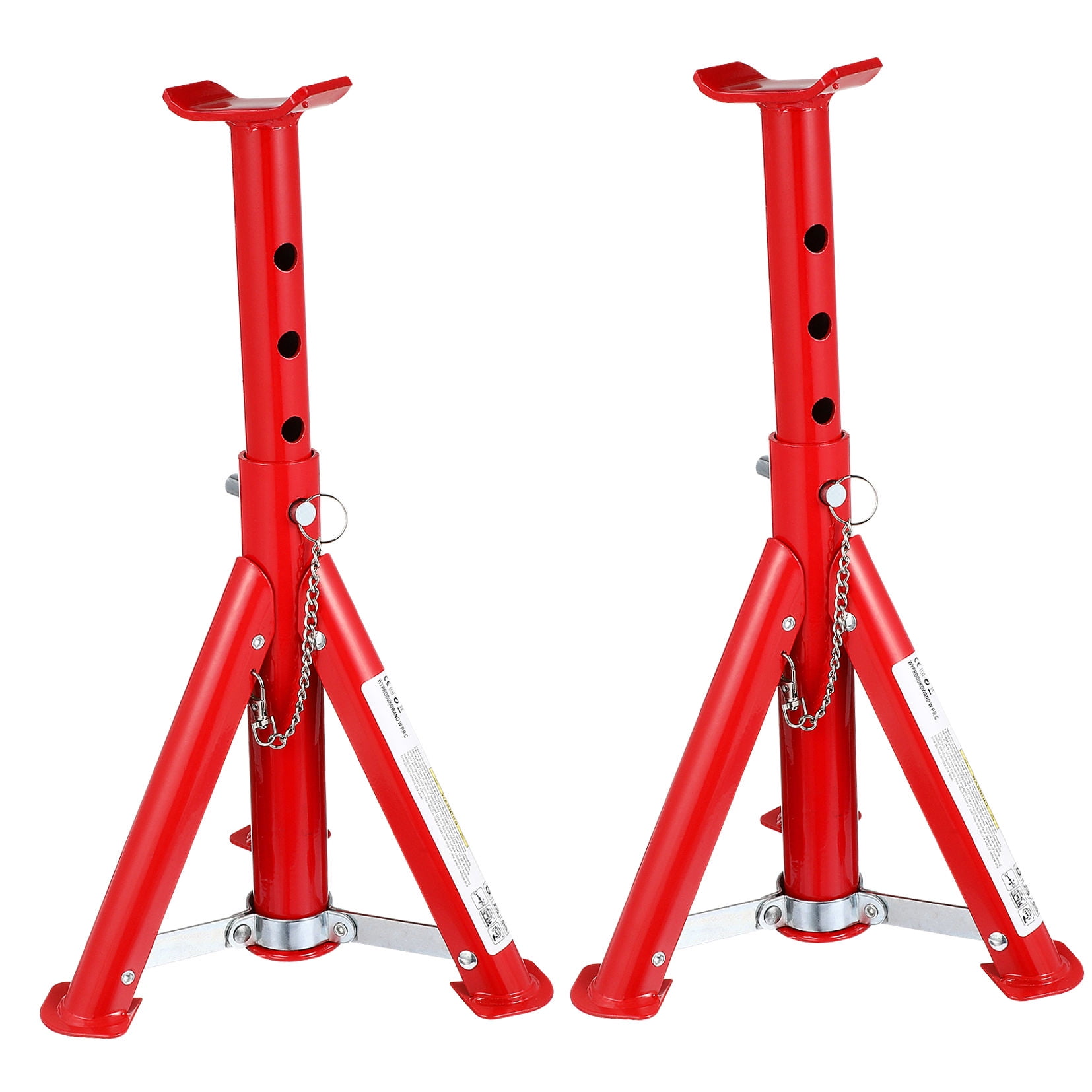 BESTONZON 2Pcs Trailer Jack Stands Red Adjustable 3 Ton Capacity Heavy Duty Tool