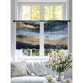 thumbnail image 4 of Modernism Sheer Curtains 54 Inches Long 2 Panels Abstract Art Blue Gold Color Block Collage Art Light Filtering Semi Sheer Window Curtains Drapes for Bedroom Living Room 52"x54", 4 of 7