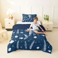 thumbnail image 3 of Manfei Sea Shark Twin Comforter Sets, Cute Seashell Plant Bedding Set, Dark Blue, Blue Reversible, 2 Pieces, 1 Comforter and 1 Pillowcase, 3 of 7