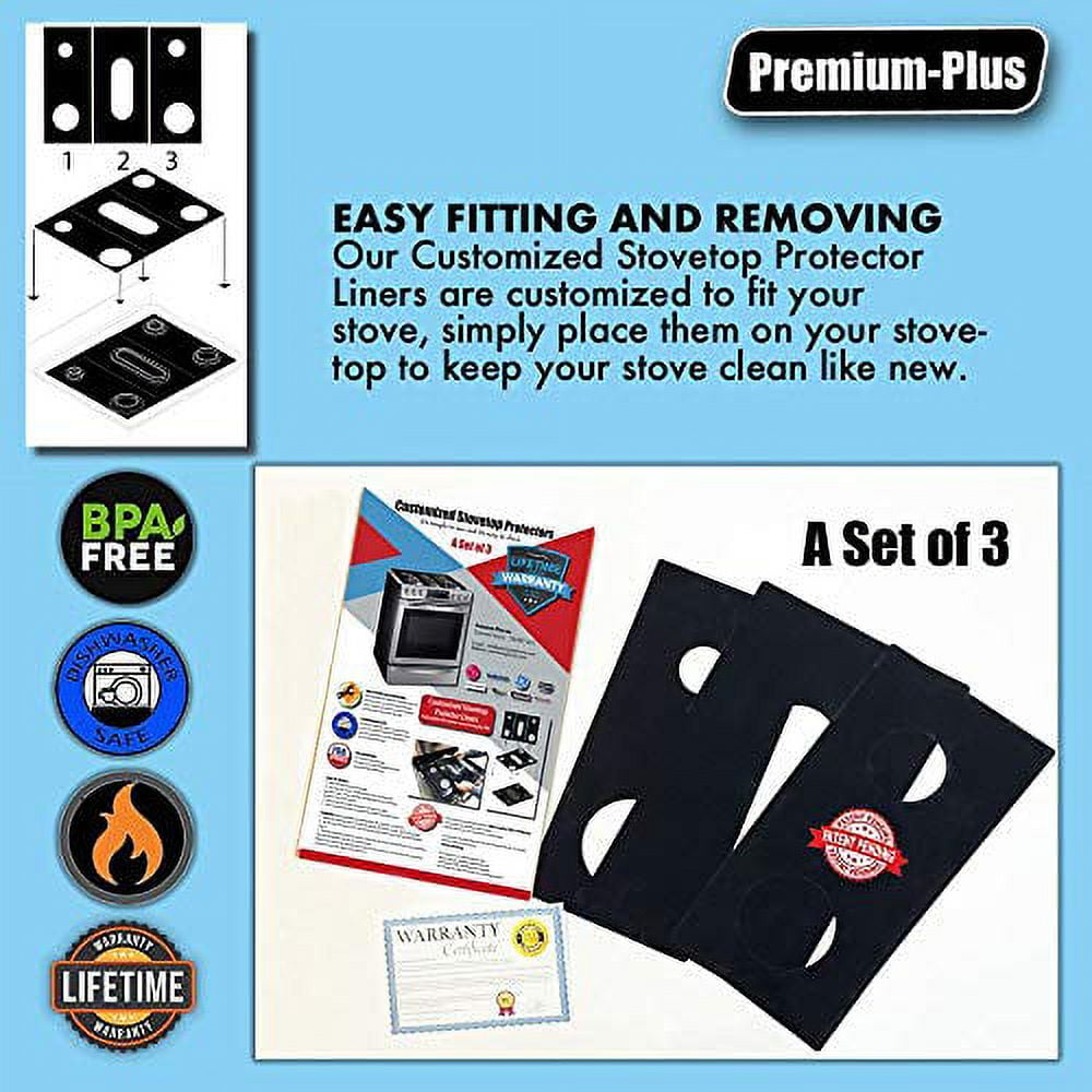 Stove Protector Liners Compatible with GE Stoves, GE Gas Ranges - Customized - Easy Cleaning Liners for GE Compatible Model PGB960SEJ3SS-A