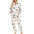 thumbnail image 2 of Cadancy Womens Sweat Set Zip Up Fleece Polka Dot Long Sleeve Jacket with Pocket High Waisted Jogger Pants Soft Warm Cozy Loungewear y2k Fashion 2 Piece Sweatsuits, 2 of 5