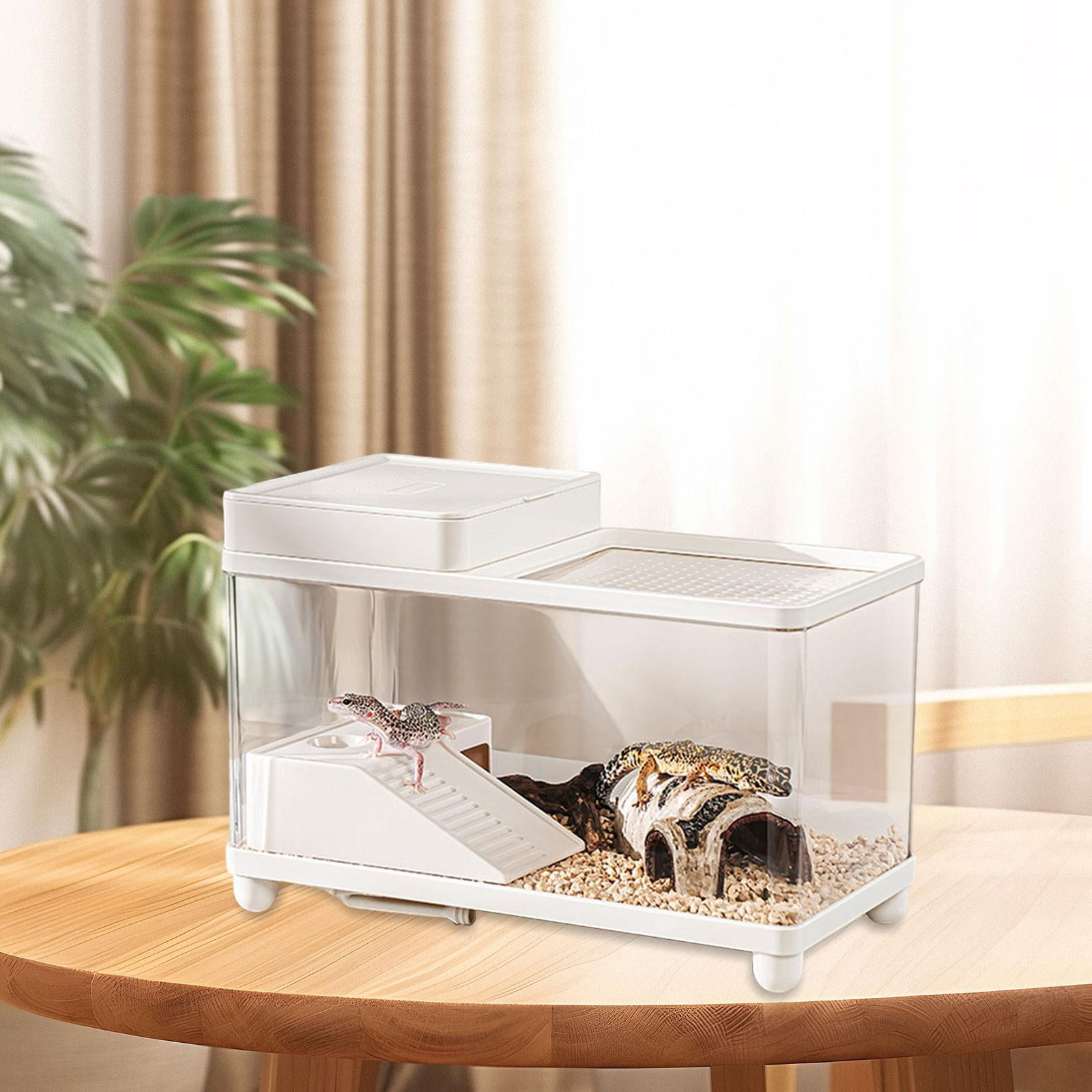 CarpNettore Large Turtle Tank Clear Terrarium Spacious Sturdy Turtle Habitat Reptile Habitat White