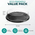 thumbnail image 2 of 12" Catering Trays With Lids [3 Pack] - Black Serving Tray, Clear Lid, Plastic Disposable Round Party Platters, Flan Containers, Dessert Sandwich Cookie Food Trays for Parties, 2 of 3