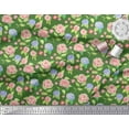 thumbnail image 3 of Soimoi Green Poly Georgette Fabric Periwinkle & Peony Floral Print Sewing Fabric Yard 52 Inch Wide, 3 of 3